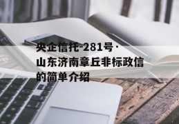 央企信托-281号·山东济南章丘非标政信的简单介绍