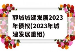 郓城城建发展2023年债权(2023年城建发展重组)