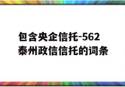 包含央企信托-562泰州政信信托的词条