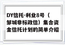 DY信托-利业8号（邹城非标政信）集合资金信托计划的简单介绍