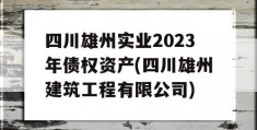 四川雄州实业2023年债权资产(四川雄州建筑工程有限公司)
