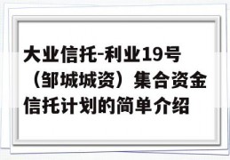 大业信托-利业19号（邹城城资）集合资金信托计划的简单介绍