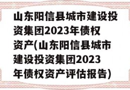 山东阳信县城市建设投资集团2023年债权资产(山东阳信县城市建设投资集团2023年债权资产评估报告)