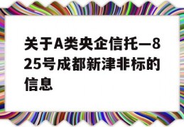 关于A类央企信托—825号成都新津非标的信息