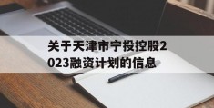 关于天津市宁投控股2023融资计划的信息