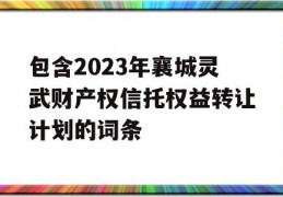 包含2023年襄城灵武财产权信托权益转让计划的词条