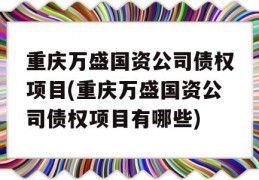 重庆万盛国资公司债权项目(重庆万盛国资公司债权项目有哪些)