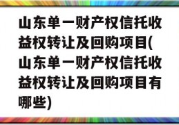 山东单一财产权信托收益权转让及回购项目(山东单一财产权信托收益权转让及回购项目有哪些)