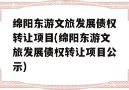 绵阳东游文旅发展债权转让项目(绵阳东游文旅发展债权转让项目公示)