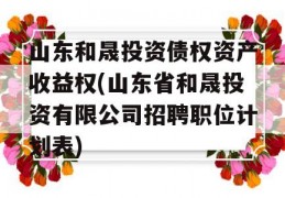 山东和晟投资债权资产收益权(山东省和晟投资有限公司招聘职位计划表)