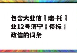 包含大业信‮瑞-托‬业12号济宁‮债标‬政信的词条