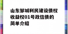 山东邹城利民建设债权收益权01号政信债的简单介绍