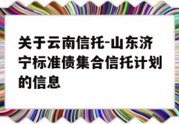 关于云南信托-山东济宁标准债集合信托计划的信息