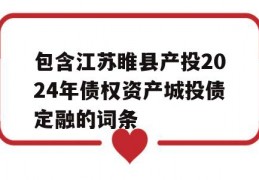 包含江苏睢县产投2024年债权资产城投债定融的词条