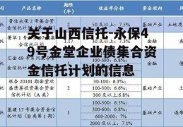 关于山西信托-永保49号金堂企业债集合资金信托计划的信息