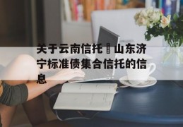 关于云南信托–山东济宁标准债集合信托的信息