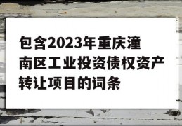 包含2023年重庆潼南区工业投资债权资产转让项目的词条