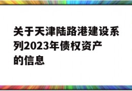 关于天津陆路港建设系列2023年债权资产的信息