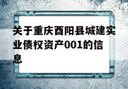 关于重庆酉阳县城建实业债权资产001的信息