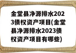 金堂县净源排水2023债权资产项目(金堂县净源排水2023债权资产项目有哪些)