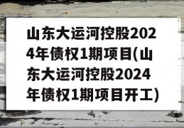 山东大运河控股2024年债权1期项目(山东大运河控股2024年债权1期项目开工)