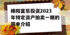 绵阳富乐投资2023年特定资产拍卖一期的简单介绍