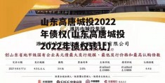 山东高唐城投2022年债权(山东高唐城投2022年债权转让)