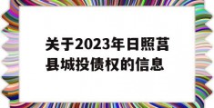 关于2023年日照莒县城投债权的信息