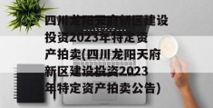 四川龙阳天府新区建设投资2023年特定资产拍卖(四川龙阳天府新区建设投资2023年特定资产拍卖公告)