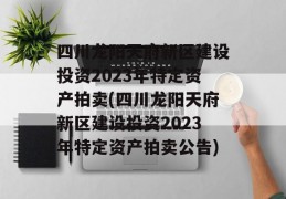 四川龙阳天府新区建设投资2023年特定资产拍卖(四川龙阳天府新区建设投资2023年特定资产拍卖公告)