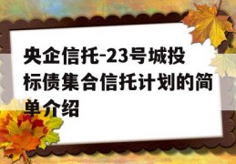 央企信托-23号城投标债集合信托计划的简单介绍