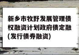 新乡市牧野发展管理债权融资计划政府债定融(发行债券融资)