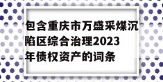 包含重庆市万盛采煤沉陷区综合治理2023年债权资产的词条