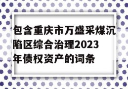 包含重庆市万盛采煤沉陷区综合治理2023年债权资产的词条