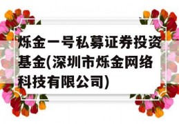 烁金一号私募证券投资基金(深圳市烁金网络科技有限公司)