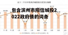 包含滨州市阳信城投2022政府债的词条