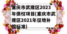 重庆市武隆区2023年债权项目(重庆市武隆区2021年征地补偿标准)