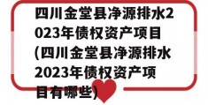 四川金堂县净源排水2023年债权资产项目(四川金堂县净源排水2023年债权资产项目有哪些)