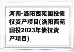 河南-洛阳西苑国投债权资产项目(洛阳西苑国投2023年债权资产项目)