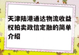 天津陆港通达物流收益权拍卖政信定融的简单介绍