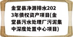 金堂县净源排水2023年债权资产项目(金堂县污水处理厂污泥集中深度处置中心项目)