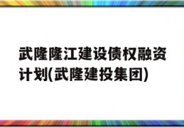 武隆隆江建设债权融资计划(武隆建投集团)