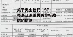 关于央企信托-157号浙江湖州吴兴非标政信的信息