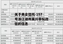 关于央企信托-157号浙江湖州吴兴非标政信的信息