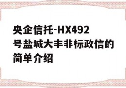 央企信托-HX492号盐城大丰非标政信的简单介绍