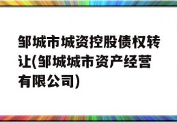 邹城市城资控股债权转让(邹城城市资产经营有限公司)