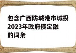 包含广西防城港市城投2023年政府债定融的词条