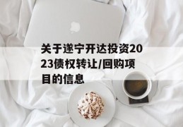 关于遂宁开达投资2023债权转让/回购项目的信息