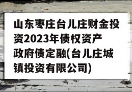 山东枣庄台儿庄财金投资2023年债权资产政府债定融(台儿庄城镇投资有限公司)