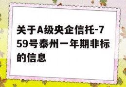 关于A级央企信托-759号泰州一年期非标的信息